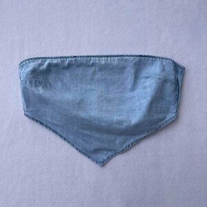 Zara Lightwash Blue Denim Bandana Top Size XS Festival Western Cowgirl Spring
